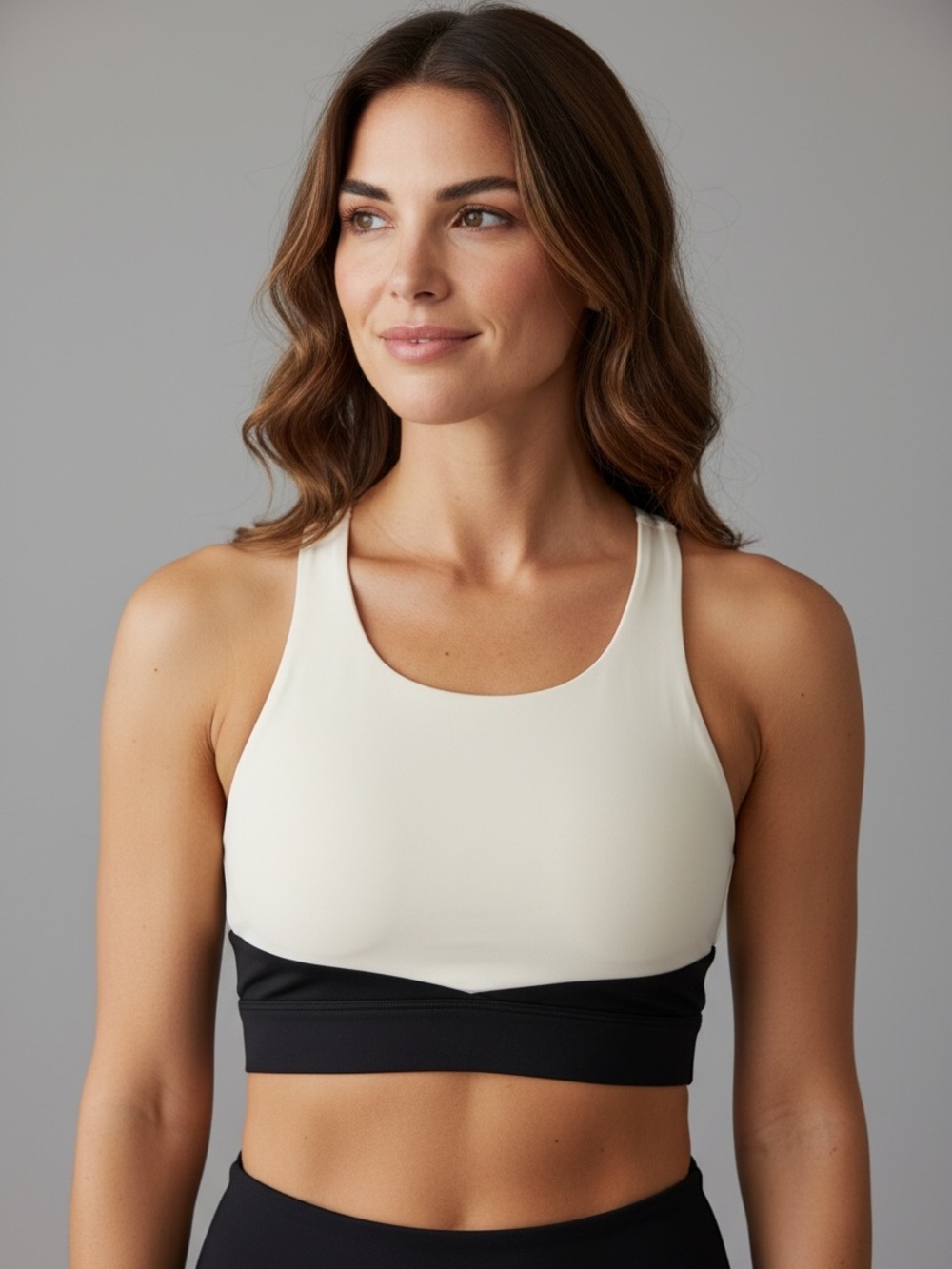 NWT CALIA Long Line Cross Front Sports Bra Unbleached Black Small AA0308
